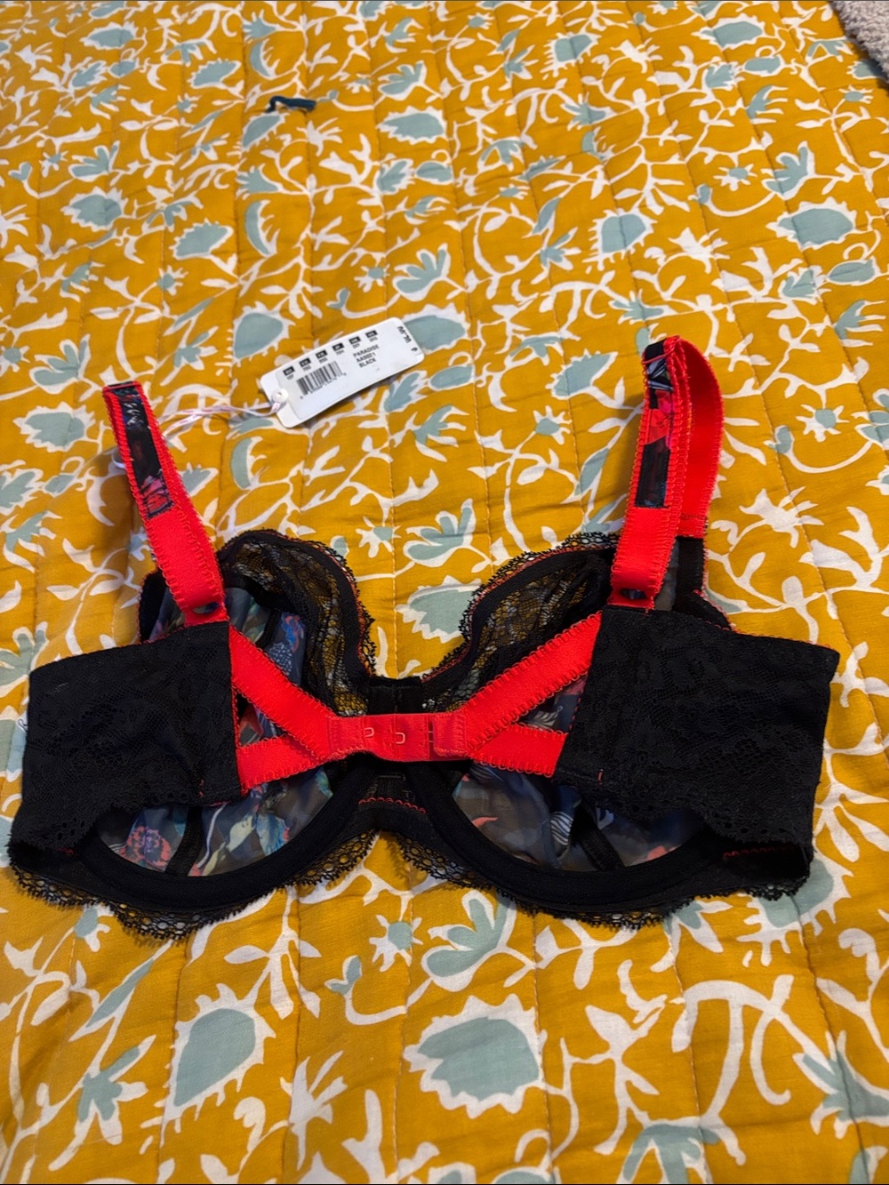 NWT Freya Paradise Plunge Underwire Balcony Bra Black Red - Picture 5 of 5